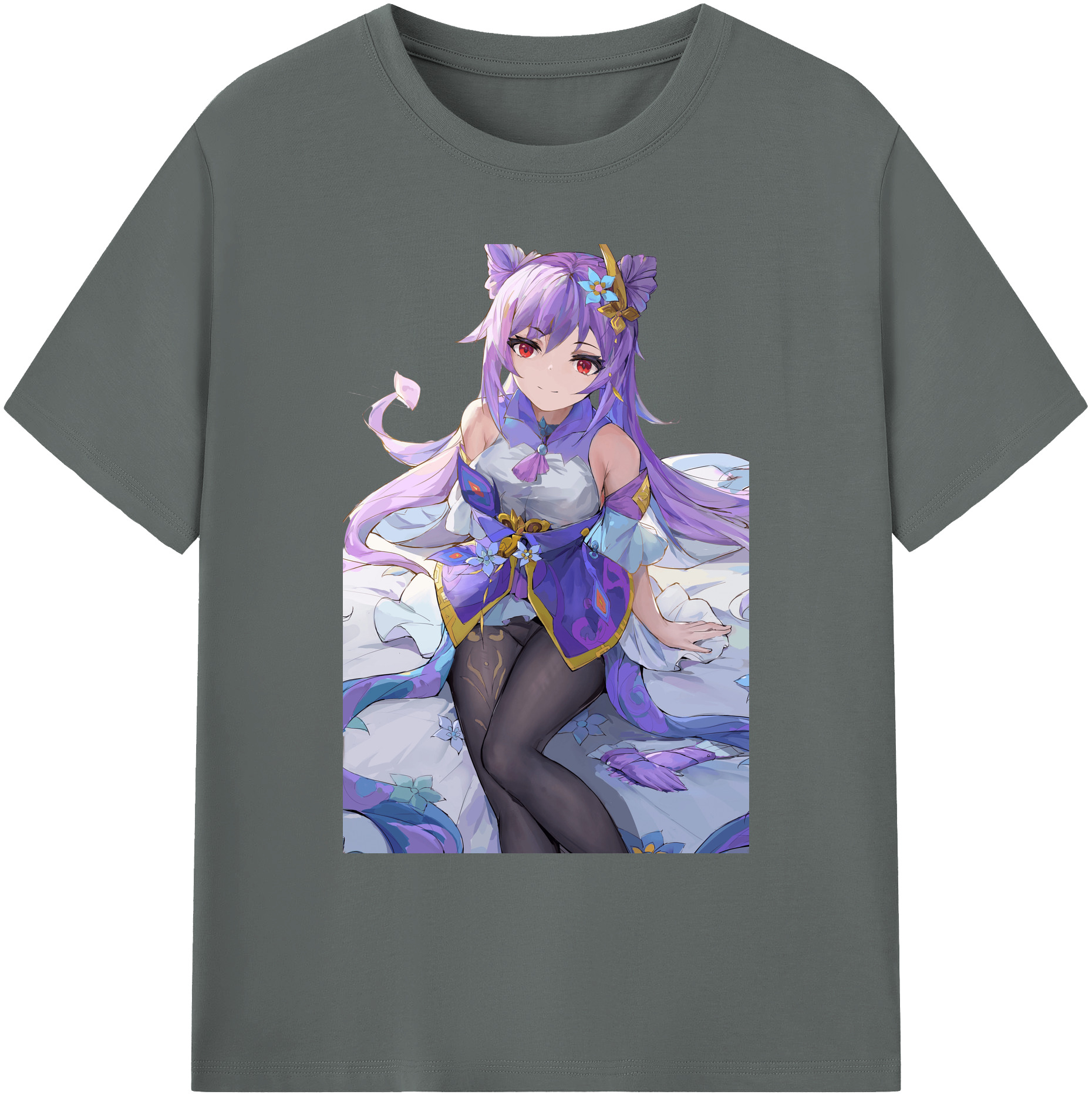 げんし神 刻晴 こくせい genshin Kokusei 綿100％ メンズ半袖Tシャツ｜肌触りやわらか＆通気性